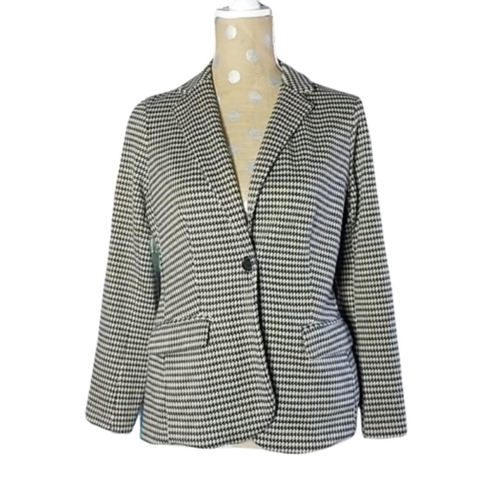 Philosophy Women’s Beige/Black Houndstooth 1 Button Blazer Jacket - S